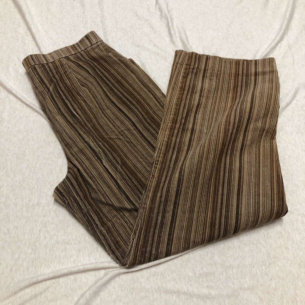 Vintage Canadian Chocolate Brown Stripe Corduroy Wide Leg Pants by Lindor Cotton